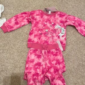 NWT 3T pink unicorn long sleeve sweatsuit set